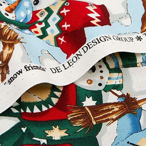 Alexander Henry Christmas Time Snowfriends Blue Blue, Quilting Fabric By the Yard