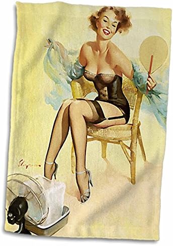 Impressão de rosa 3D de Elvgren Pinup Paint Summer Heat Twl_204156_1 Toalha, 15 x 22