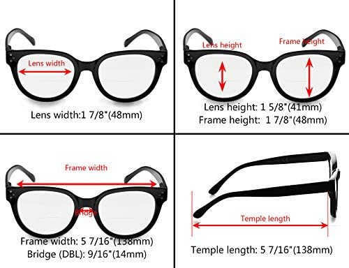 Olhos para os olhos de 4 óculos de leitura bifocal femininos, mulheres elegantes leitores bifocais lentes claras