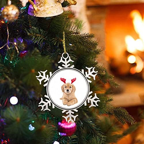 Ornamento de cão de feliz natal, cachorro com chifres de chapas de natal de metal de 3 polegadas, animal de estimação