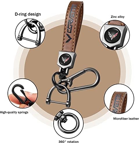 Keychain de chaveiro de carro para chave de carro, o anel de chave de chave de couro compatível com o corvette c