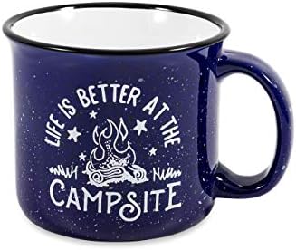 A Camco Life é melhor na caneca de cerâmica do acampamento | Seguro de microondas e lavadora de louça | Fundo vermelho com