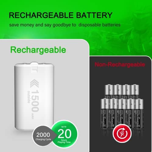Pacas de bateria recarregáveis ​​para a série Xbox One/Xbox X | S, 4 x 1500mAh Xbox One Controller Batterys, baterias recarregáveis