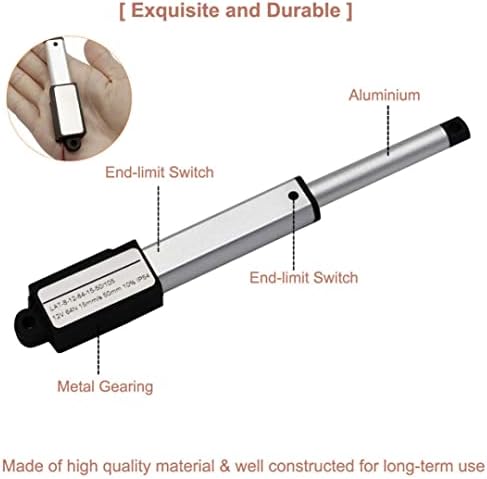 Micro Linear Atuador elétrico impermeável 12V 90N Comprimento do curso de 50 mm Velocidade 9,5 mm/s Com suportes de montagem
