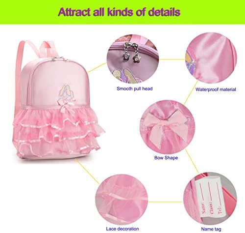 Sehxim Backpack Backpack Backpack Bolsa de dança de vestido Tutu Dufa à prova d'água para crianças ， bolsas de balé para