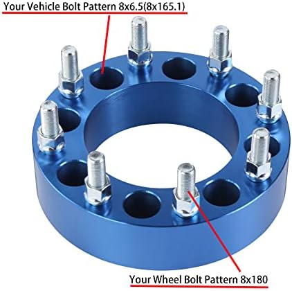 PreeminentMotors 8x6,5 a 8x180 Adaptadores de roda forjados com M14x1.5 Studs 4pcs 2 polegadas compatíveis com Chevy