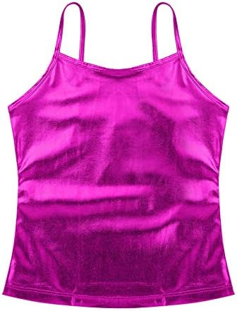 Vernlan Tampa de tanques de camisola metálica brilhante para garotas Jazz da dança moderna dança, apresentando camisetas de
