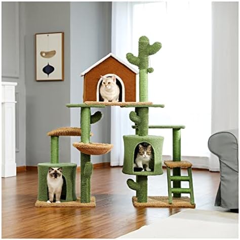 N/A 3 em 1 Cat Tree Combination Cat's Tower com arranhão Post Cactus House Furniture With Ano Nest Pet Scratcher
