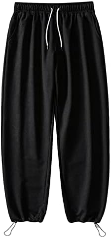 Jeshifangjiusu Men's Fleece Ponta de calça de harém de algodão folgado com bolsos atléticos de calça solta para treino