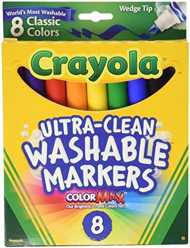 Crayola Ultra Clean Washable Marcadores, ponta da cunha, cores variadas, 8 contagem, 58-7208