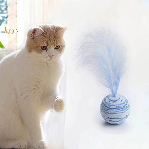 Ruluti Cat Toys Ball 1pc Toys de gato Bolas saltitantes com penas para gatos interativos interativos Toys de gatinho macio