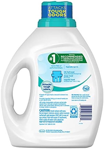 Todo o detergente para lavanderia líquida, livre livre com alívio de odor, 88 onças fluidas, 49 cargas