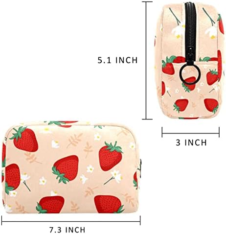 TBOUOBT Sacos de maquiagem de cosméticos para mulheres, bolsas de maquiagem pequenas bolsas de viagem, flor de morango rosa