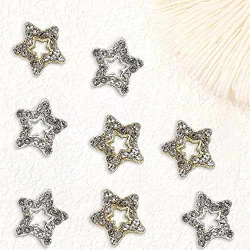 3d hollow out star unhas strass de unhas, 10pcs shiny zircon star encanta para unhas aloy estrela star unhas strass plankback strass