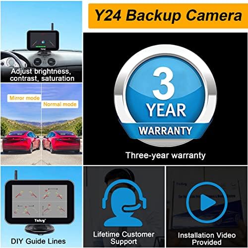 Câmera de backup sem fio iakry HD 1080p Monitor de 5 polegadas 2 canais Sistema de kit de kit Bluetooth Vista traseira Vista traseira