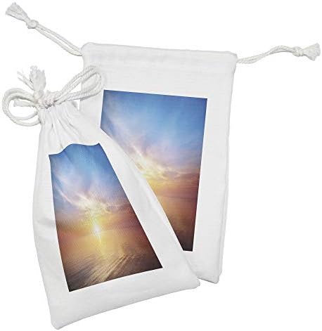 Conjunto de bolsas de tecido do nascer do sol de Ambesonne de 2, Horizon Seascape Bay Bay Ocean Coastal Charm Sky Tranquil Summer