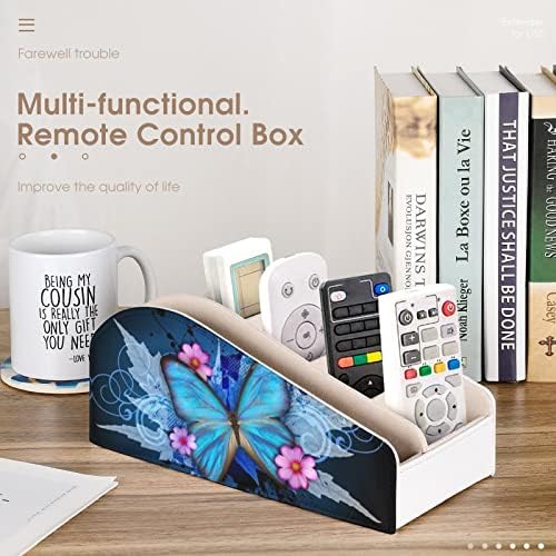 Moda Butterfly Impred Remote Control titular PU CAIXA Organizador de couro para casa Desktop