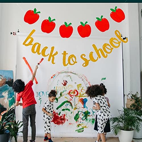 Banner de volta à escola Banner de guirlanda de maçã para o primeiro dia de decoração de sala de aula da escola Professores de