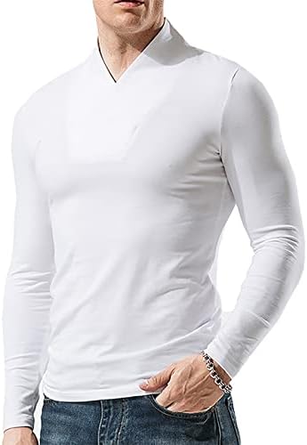 Men camisa machos outono e inverno top v pesco