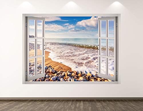 West Mountain Beach View Wall Decalt Art Decor 3d Window Ocean Sticker Mural Kids Room Presente Personalizado BL161