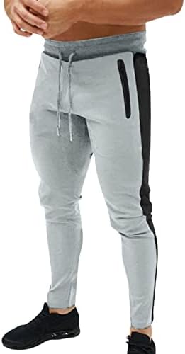 Dbylxmn Troushers Street Men's Sweats Fitness com zíper mais esportivo calças casuais bolsões se abrem para homens