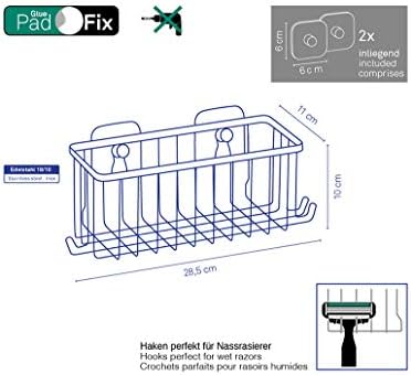 Kela Corner Basket Arona of Chromed Stainless-Steel, 26 x 18,5 x 10 cm