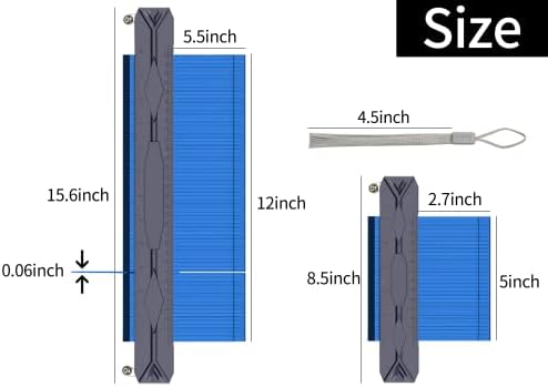 Medidor de contorno de 12 polegadas com trava de alumínio de metal, conjunto de ferramentas de perfil Copie com precisão a forma