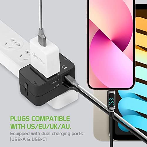 Viagem USB Plus International Power Adapter Compatível com a Sony SGP521 para poder mundial para 3 dispositivos USB TypeC, USB-A