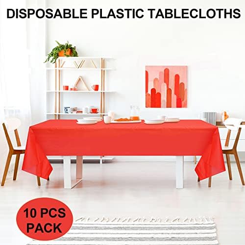 Befans 10 embalam toalhas de mesa de plástico laranja para mesas de retângulo, 54 x108 polegadas de mesa de mesa de plástico
