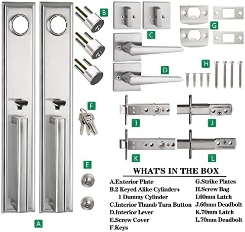 HISA DE ENTRADA DA PORTA da frente HisAfe Conjunto de trava de portas duplas de níquel, alça de entrada com alavanca e