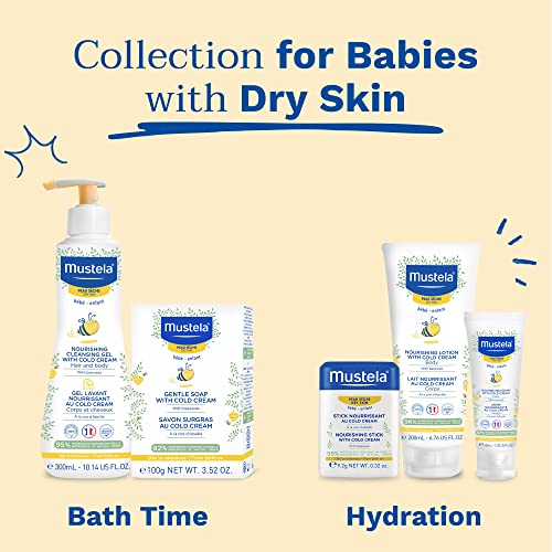 Mustela Baby Nourishing Stick - hidratante de lábios e face para pele seca - com abacate natural, creme frio e cera de abelha