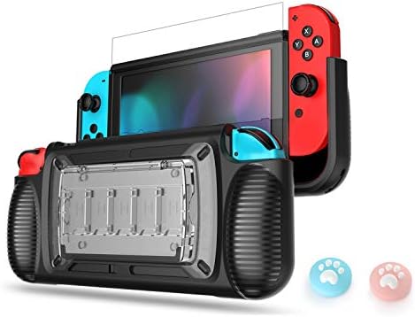 Trocar de estojo OLED para Nintendo Leyusmart Xmax Presente Idéia de Presente com HD Screen Protector e Caps de Grip Brown Brown