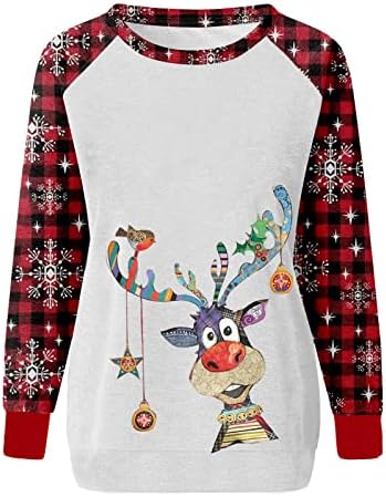 Sweater Feia de Natal para Mulheres engraçadas Crewneck Sweatshirt Snowflake Blusa de manga longa de manga longa Camisetas gráficas