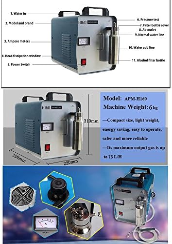 300W 75L 95L Oxigênio Hidrogênio Máquina de polimento acrílico Polho de chama de soldador de água H160 H180 HHO Gerador de