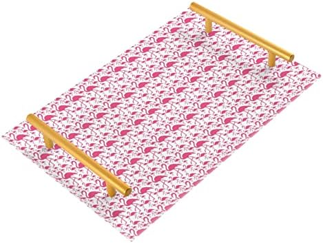 Bandeja de banheiro de acrílico de Dallonan, bandejas retangulares de padrões retangulares de padrão de flamingo sem