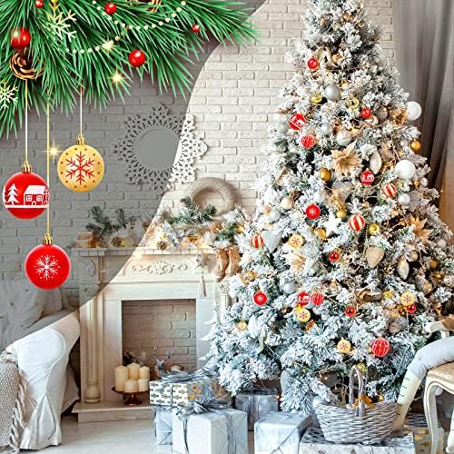 Canlierr 42 PCs Bolas de árvores de Natal Bolas penduradas Bolas de Natal Glitter Plástico Tree Baubles 2.36 '' & 1.18