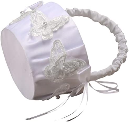 Zerodeko Flower Girl Basket Lace Pearl Butterfly Wedding Flower Candy Gift Party Treats Belder Container para Banquetes