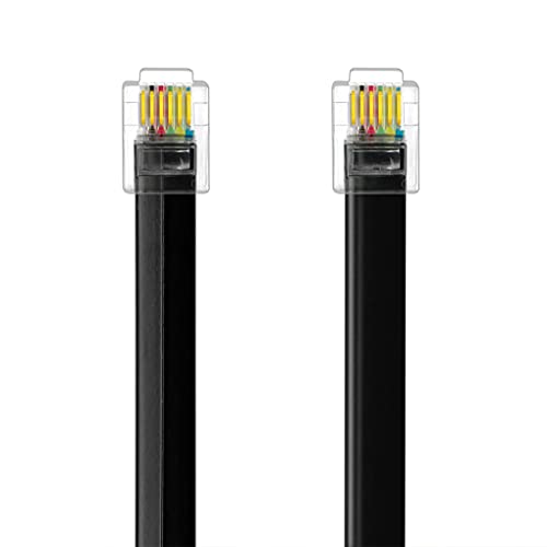 NECABLES 2PACK RJ12 CABO DE TOPO DE 6 pés RJ12 6p6c Male para macho com fio direto para dados e uso de voz Black - 6 pés