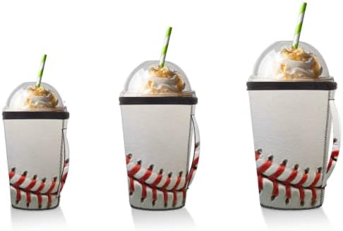 Sport Ball Baseball Lace Iced Coffee Manga com alça, reutilizável Neoprene Isolle Coffee Cover Cup Solder para bebidas