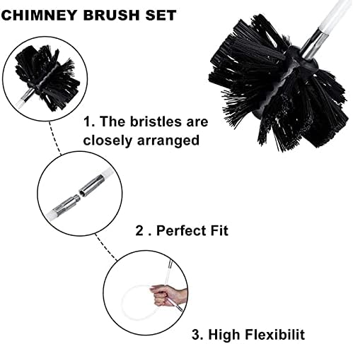 QDY -9/12/15 Hastes flexíveis Brush de chaminé, kit de varredura de chaminé, kits de ferramentas de limpeza de acionamento