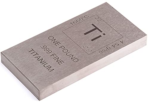 Barra de titânio - 1lb Laser gravado .999 Pure Bullion Bar Chemistry Element Design por metais únicos