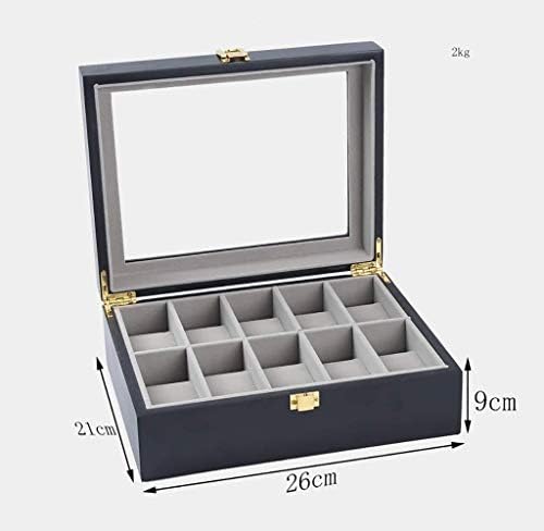 Caixa de relógio de tinta de madeira sólida Tyxl Caixa de armazenamento de jóias de jóias Caixa de tela preta multicolor