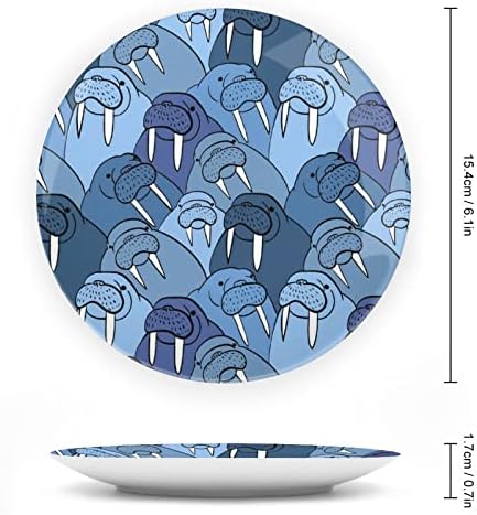Walrus estampado China China Decorativa Placas redondas Artesanato com exibição Stand for Home Office Wall Dinner