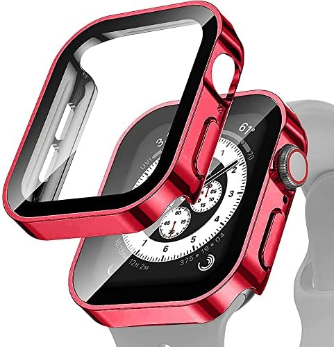 DJDLFA Case+Vidro para Apple Watch Serie 8 45mm 41mm 44mm 40mm Acessórios de protetor de tela à prova d'água Iwatch Iwatch