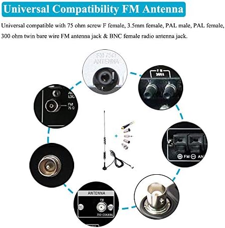 Fancasee Universal FM Antena Magnetic Base de 75 ohm para parafuso f machado com PAL BNC 3,5 mm e 75 a 300 ohm Adaptador Coaxial