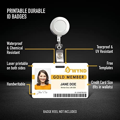 Averty Durable Wide Id Badges para colhedores, a laser imprimível em ambos os lados, branco em branco, 80 total, 3,375 x 2,125