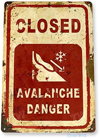 TinWorld Tin Sign C079 Fechado Avalanche Danger Snow Ski Skiing Slope Resort