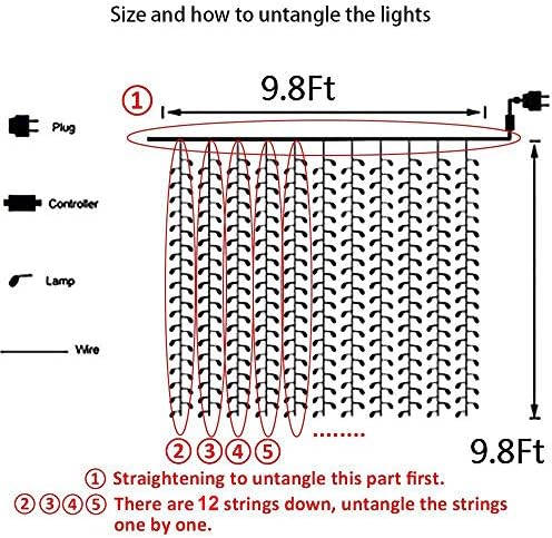 Fengyun® 300 Janela LED Luz de cortina, luzes de cortina de LED Luzes de gelo, 8 modos Luzes de cordas para decoração externa de