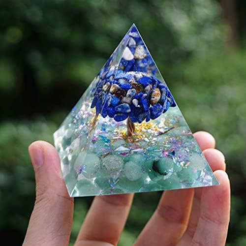 Árvore da vida Lapis Lazuli & Green Aventurine Orgonite Pyramid Reiki Energia Cura Orgone Piramida Meditação