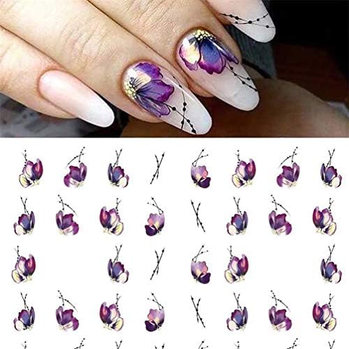 8 lençóis Flower Petal Nail Art Sticks Decals Decorações de arte Diy DIY e duráveis ​​adorável e profissional